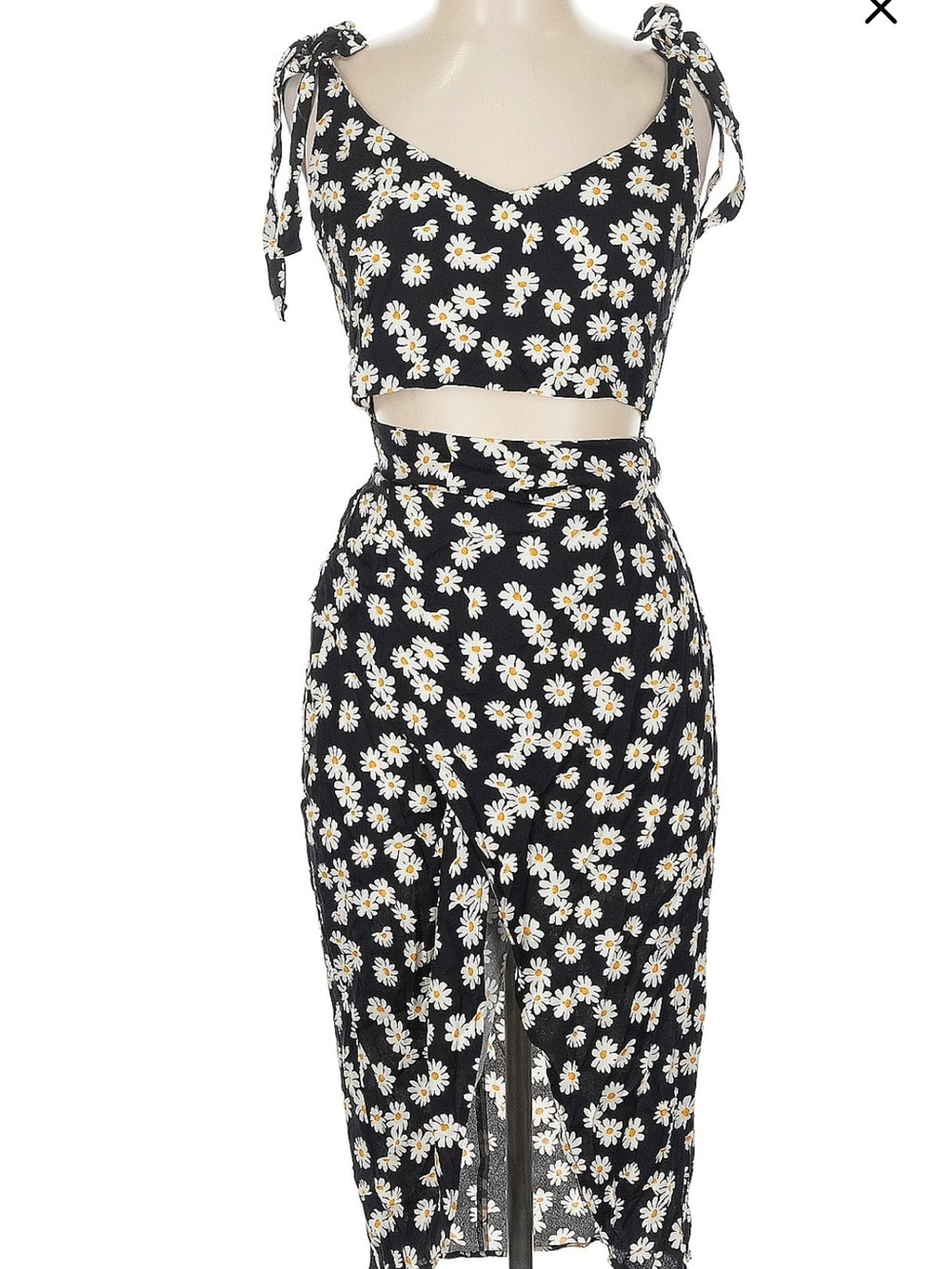 Reformation Black Daisy Tie-Strap Maxi Dress